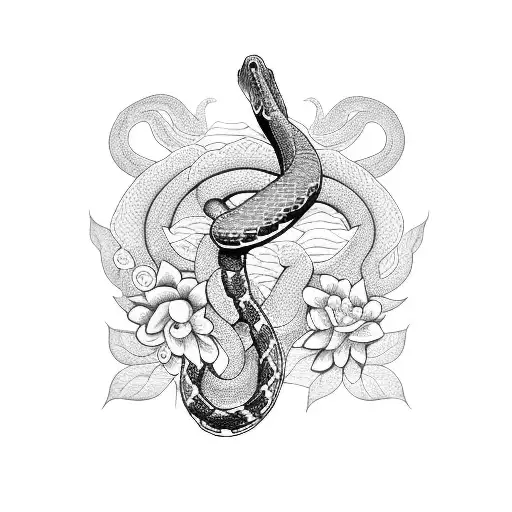 Snake With Flowers