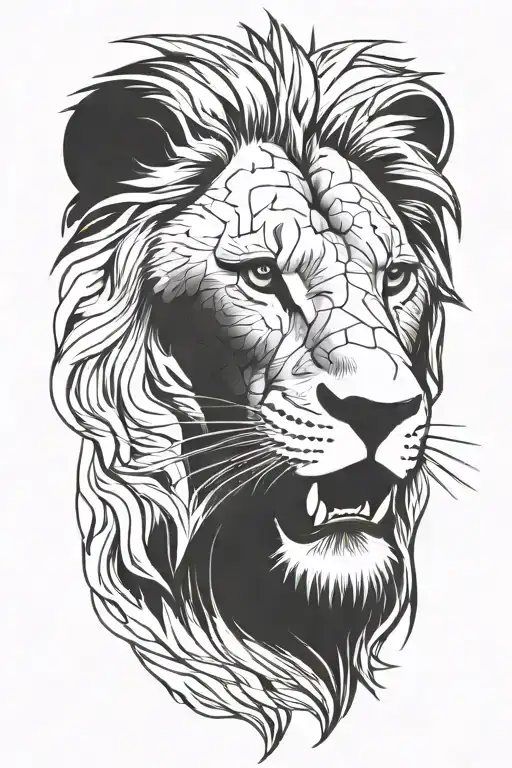 A Mean Looking Lion's Head Frontal View