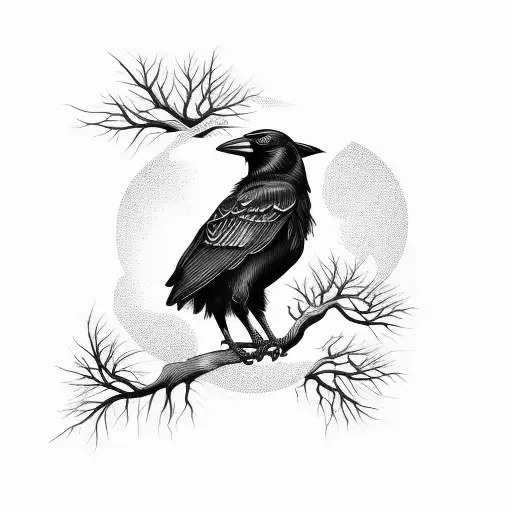 Crow Sitting On Tree
