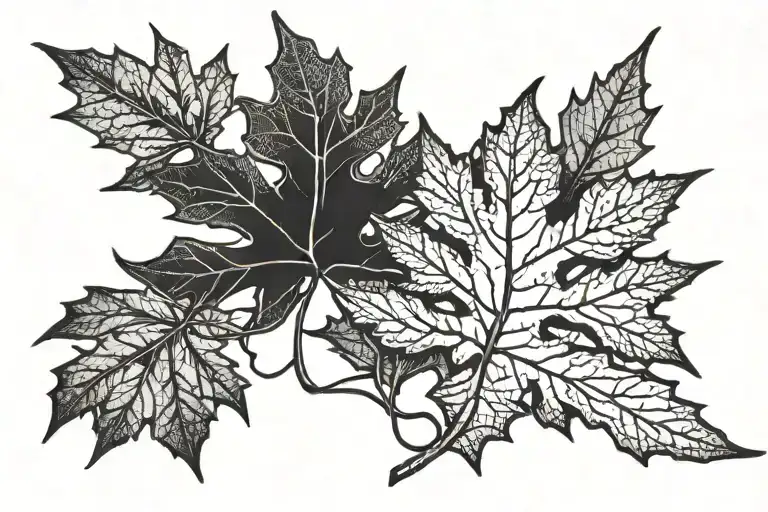 Lebanon Cedar Tree And A Maple Leaf Cohesively Combined