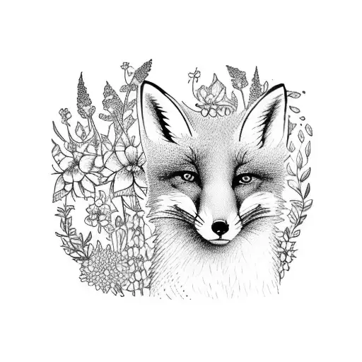 A Whimsical Garden Scene With A Fox Playing Among The Flowers And Trees