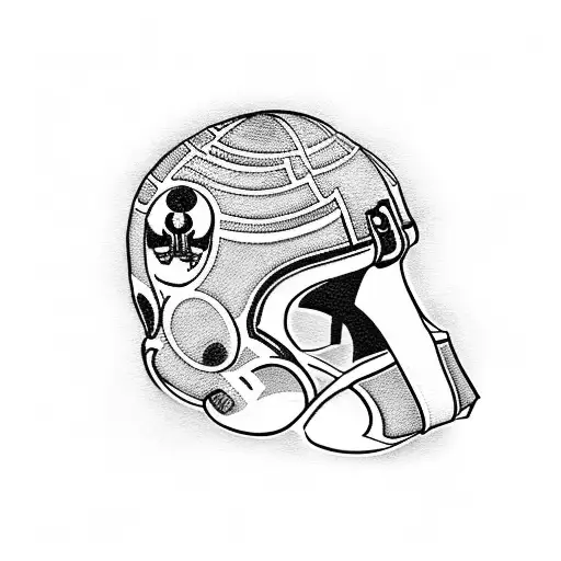 A Blackwork Tattoo Of A Tampa Bay Buccaneers Helmet With A Star Wars Twist