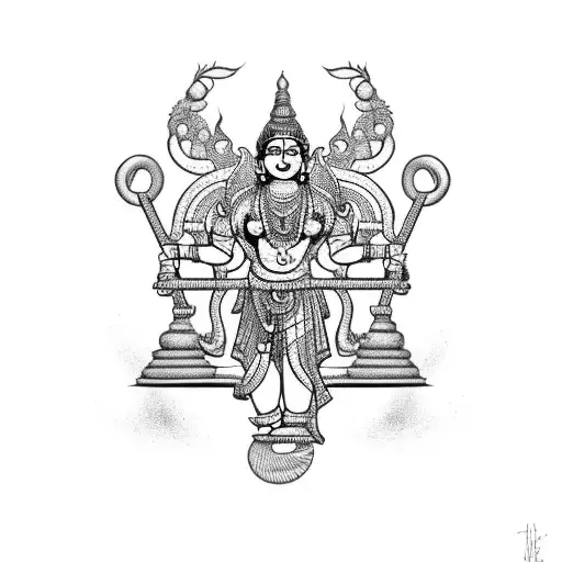 A Powerful Hindu God Lifting Weights In The Gym