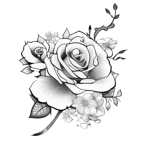 A Vine Of Flowers Wrapping Around A Silhouette Of Siblings