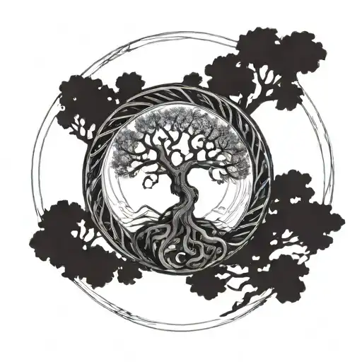 Ouroboros Wrapped Around World Tree Growing