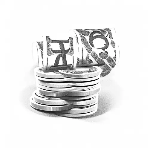 A Stack Of Money With Barbells On Top