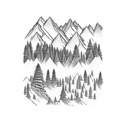 A Majestic Mountain Landscape With A Hidden Construction Site Nestled In The Valley