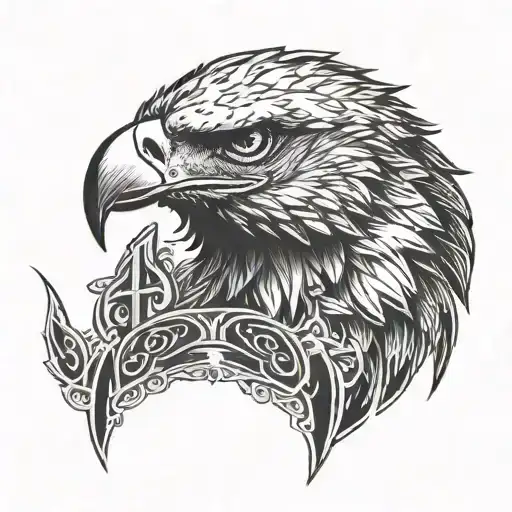 Tatto Of Eagle Which Has Letter P Hidden