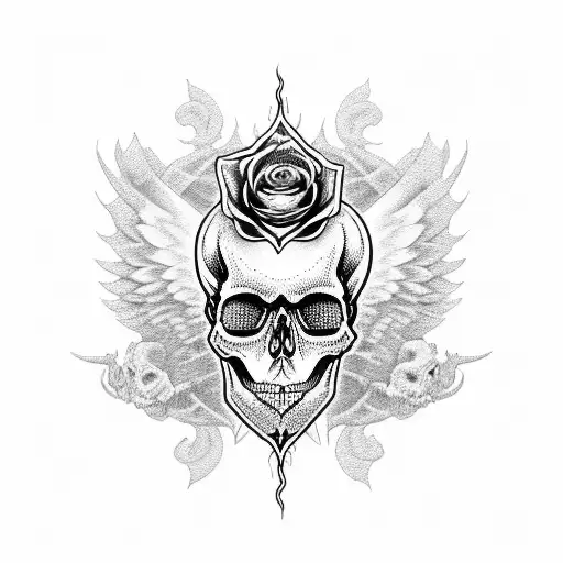Skull Roses Fire Smoke Wings Warriors