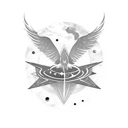 A Phoenix Soaring Through A Galaxy Filled With Stars And Planets