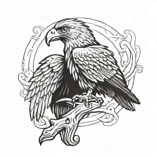 Create A Tattoo Of Full Eagle Sitting With Hidden Letter P