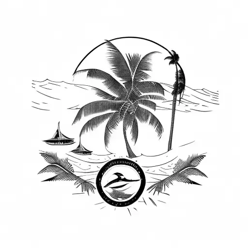 Dolphin With A Palm Tree In The Background