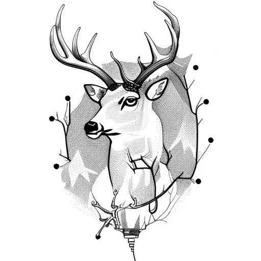A Majestic Deer With Antlers Made Of Electrical Wires And Bolts