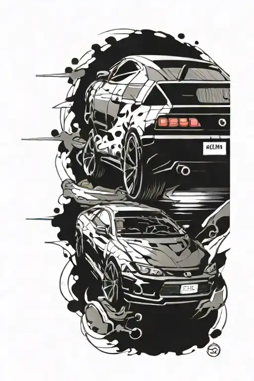 Incorporate A Sleek Jdm Car Into A Sports-themed Tattoo Design