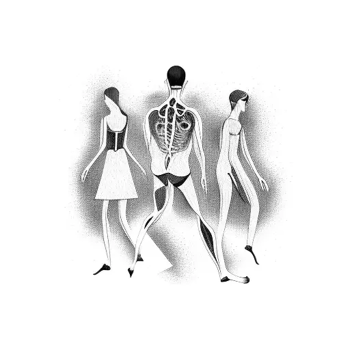 Three Floating People In Different Stages Of Completion