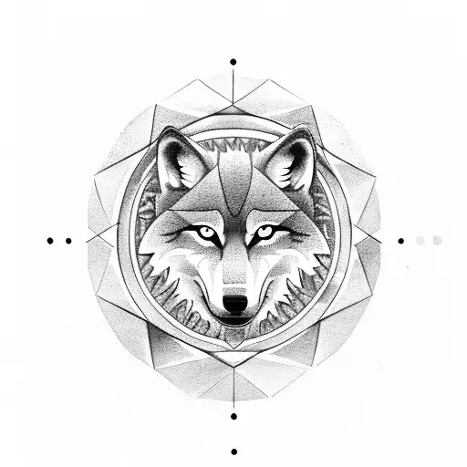 A Wolf That Have Yin Yang On Its Face And Gemini Logo In Its Eyes