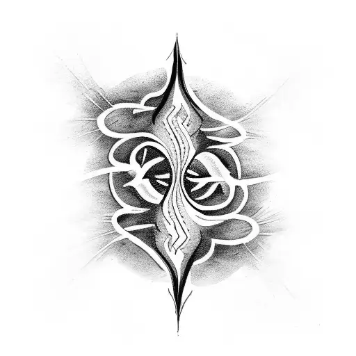 A Small Abstract Tattoo Of A Flame And Water Intertwined