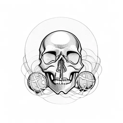 Skull With A Globe Inside The Head