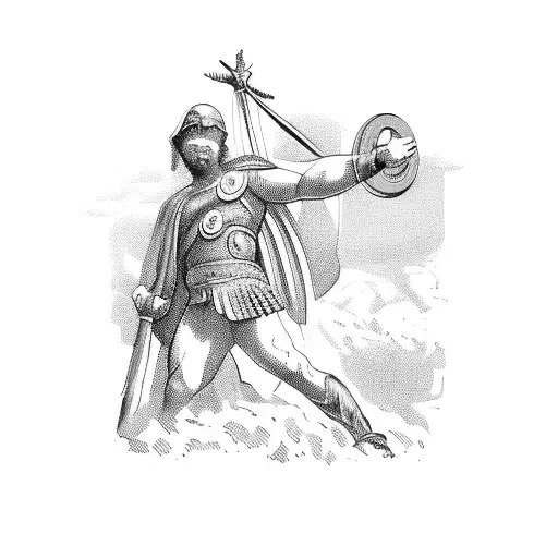 Gladiator Half Person And Roman Statue Other Half