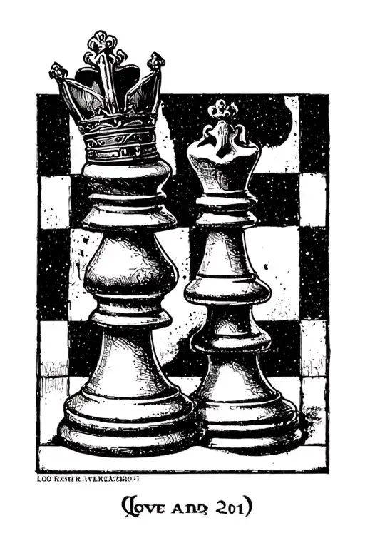Goth Love King And Queen Chess Piece
