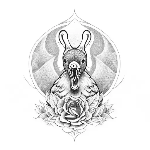 Rip Text With Rose And Swan