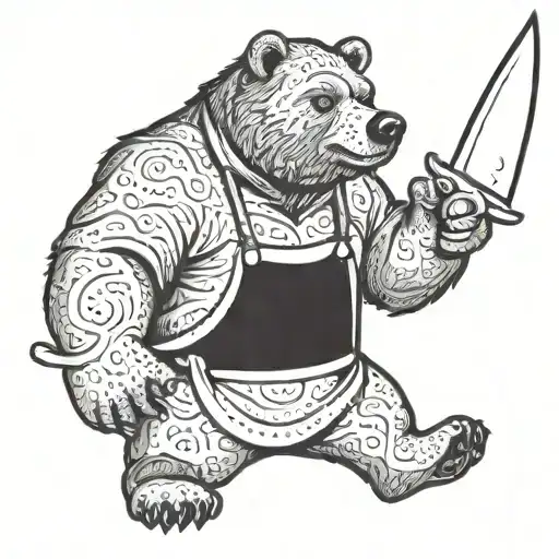 A Sarcastic Bear Who Is A Professional Chef Holding A Chef Knife