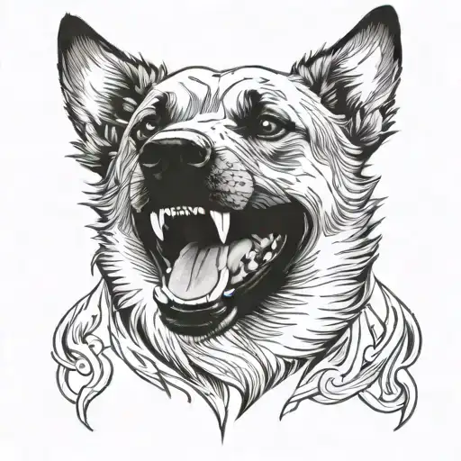 Agressive Dog Black Grey