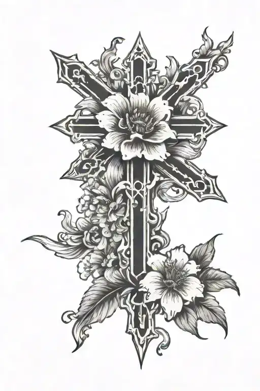 Flower With A Cross Of Jesus