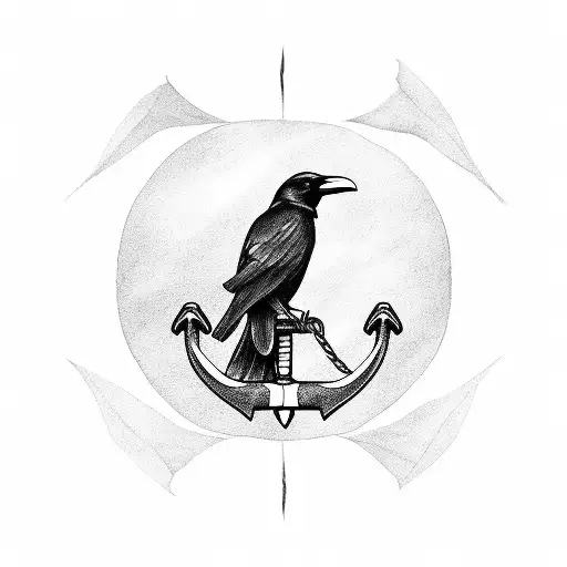 Raven Perched On An Anchor
