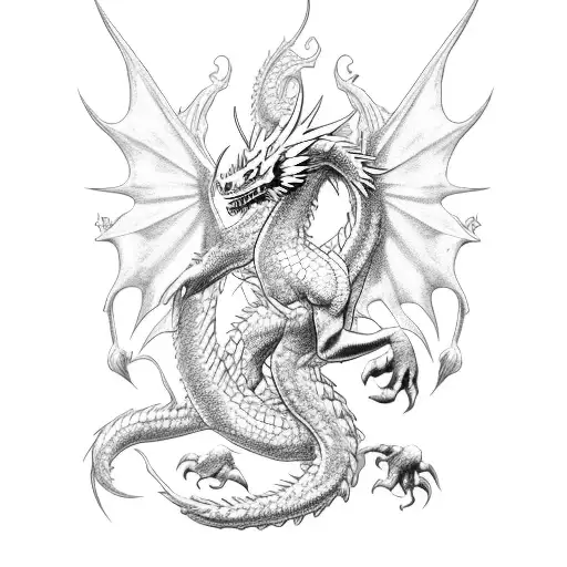 White Dragon With Black Pegasus