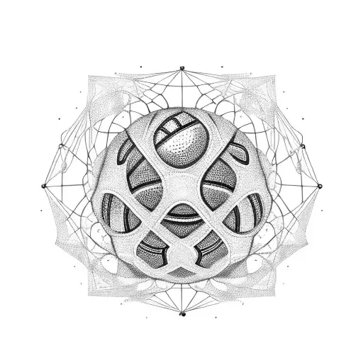 A Basketball Court With Dna Strands As The Net And A Wolf As The Referee