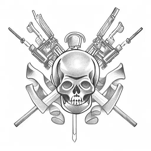 Navy Medic Skeleton Holding A Gun