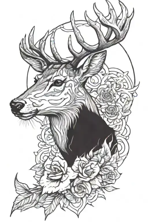 Deer With A Vampire Drinking Blood