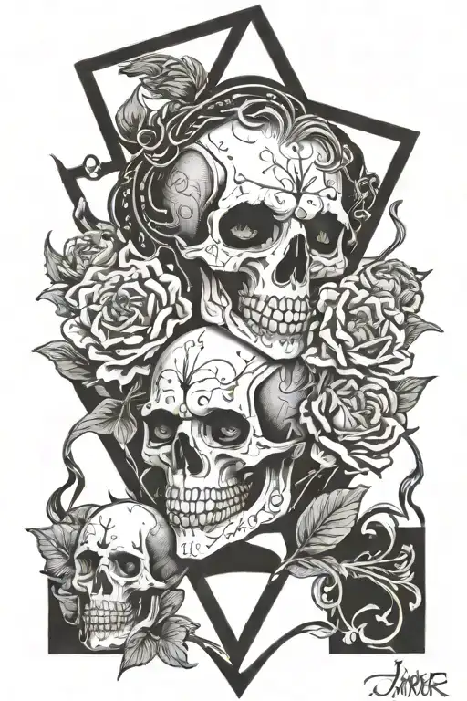 Joker Card Tarot And Lycoris Radiata Flowers And Skull