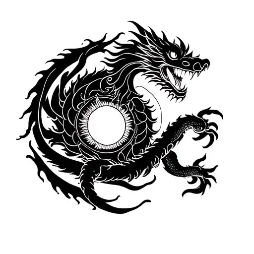 Chinese Dragon Encircled Sun