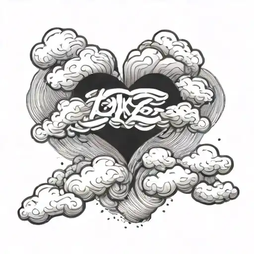 A Tattoo Of A Heart-shaped Cloud With A Quote About Love Written In The Sky