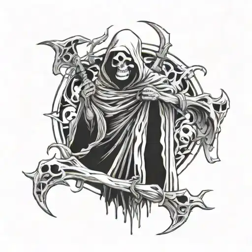 Reaper With Ghosts Above