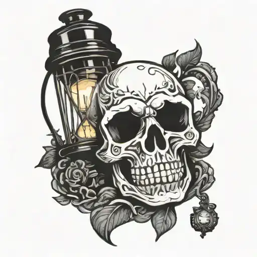 Skull Holding Lantern