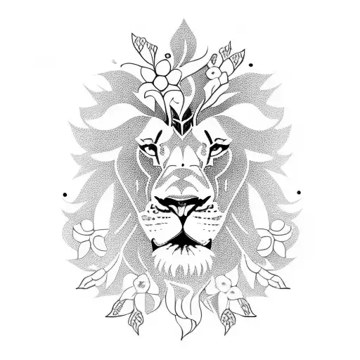 Lion With Flowers