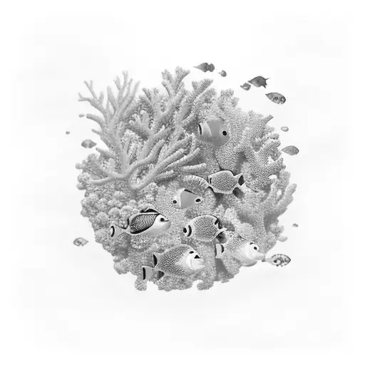 A Majestic Coral Reef With Colorful Fish Swimming Around