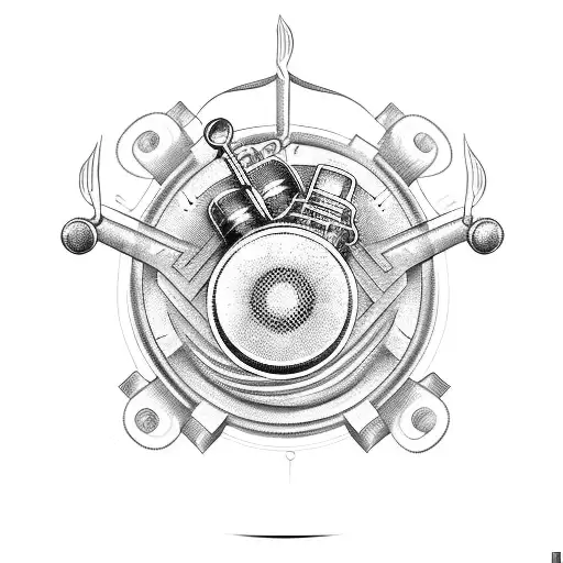 A Car Engine With Musical Symbols As Pistons