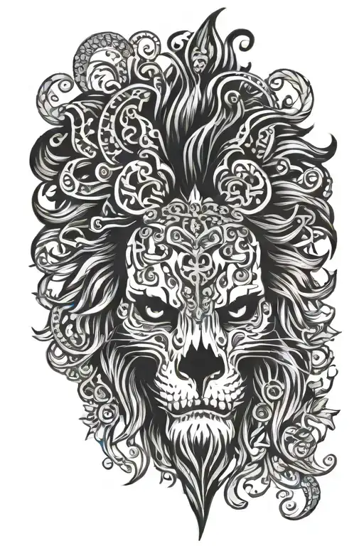 Skull And Lion Face