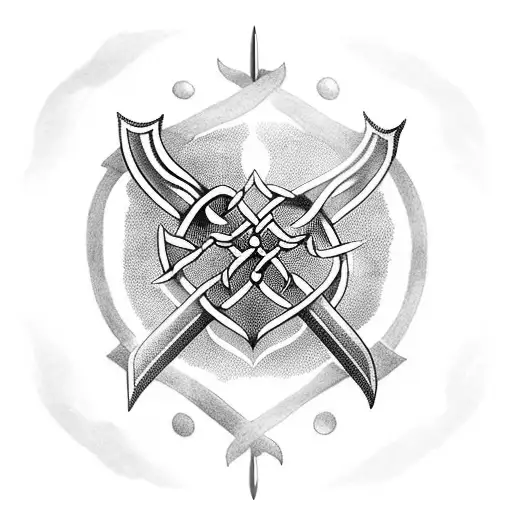 A Celtic Sword Piercing A Heart And Brain