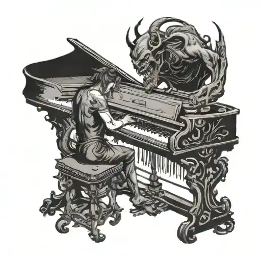 A Demon Playing The Piano In The Corner Of A Dark Room