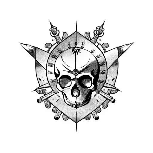 A Pirate Skull Adorned With Cactus Spines And A Compass Eye Patch