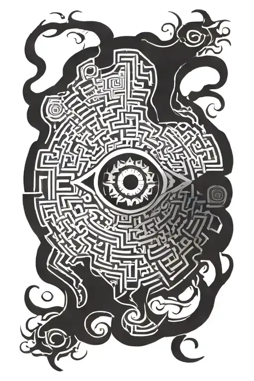Dark And Tangled Maze With An Eye In The Middle