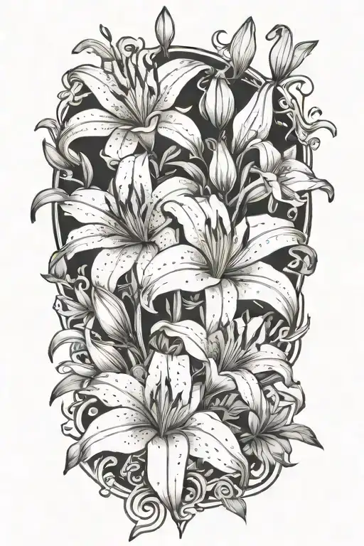 Lilies And Flowers Growing