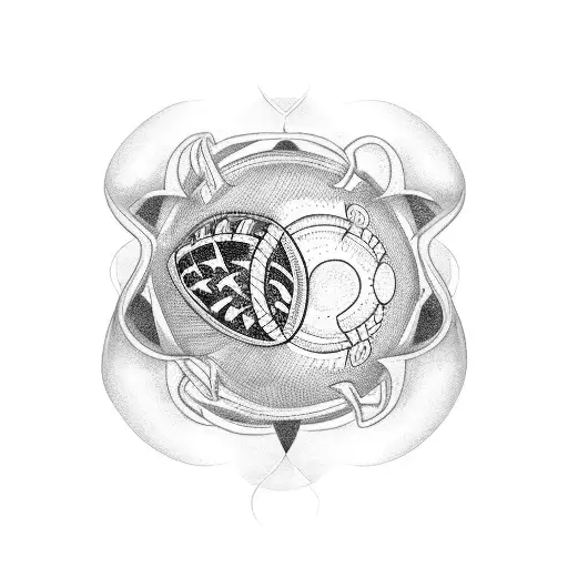 A Blackwork Tattoo Of An Alabama State Outline With A Football Inside