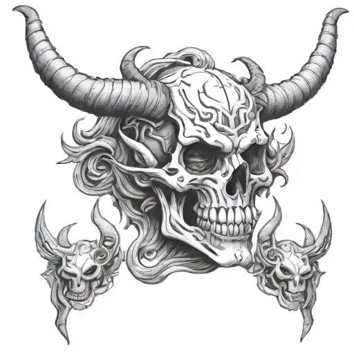 Demon With Skull And Horns