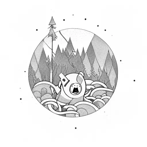 Adventure Time Characters Exploring A Mystical Forest